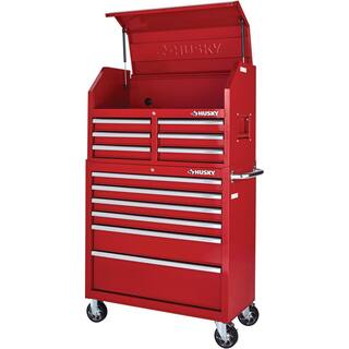 Husky 36 in. W 12-Drawer Gloss Red Combination Tool Chest and Cabinet Combo UACT-H-360121