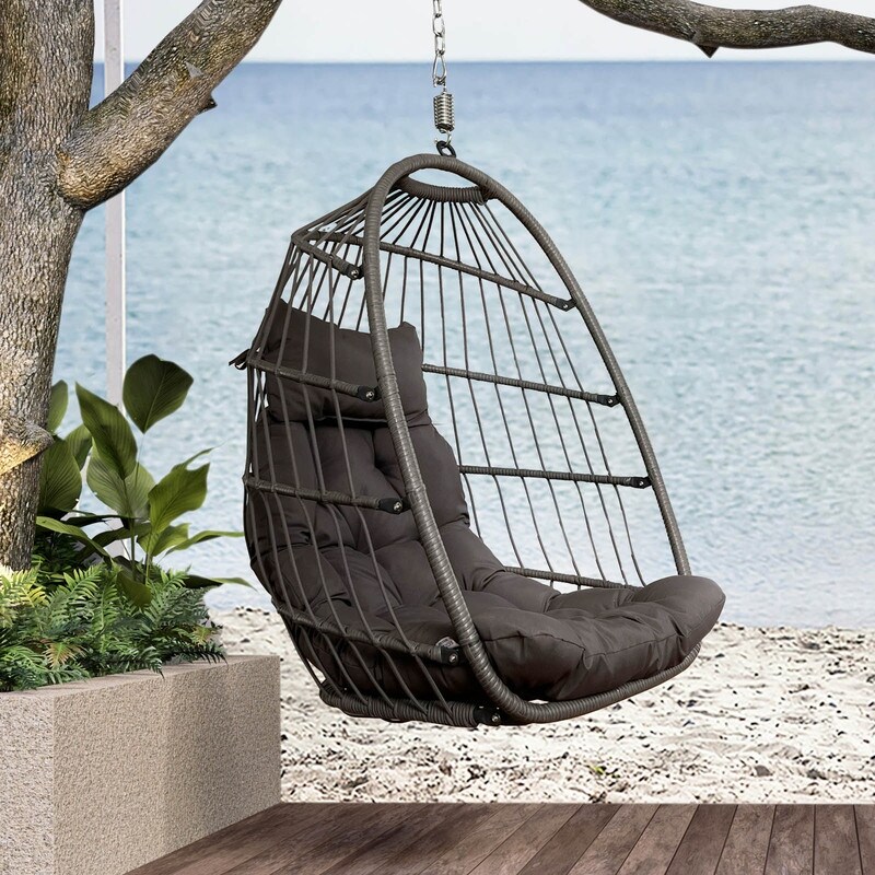 Outdoor Wicker Swing Egg Chair Without Stand