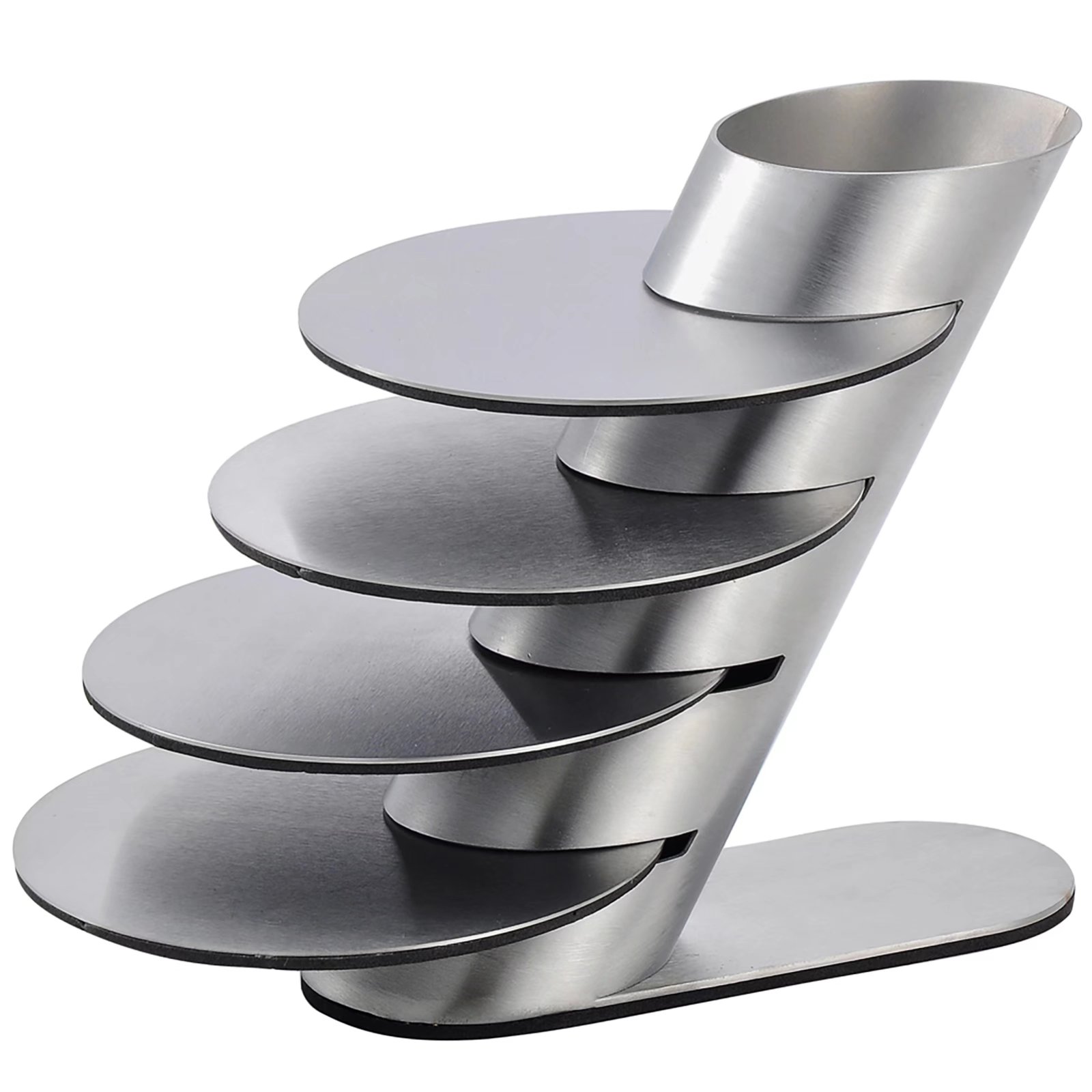 77L Cup Coasters Silver， Stainless Steel Round Cup Coaster with Holder， Set of 4