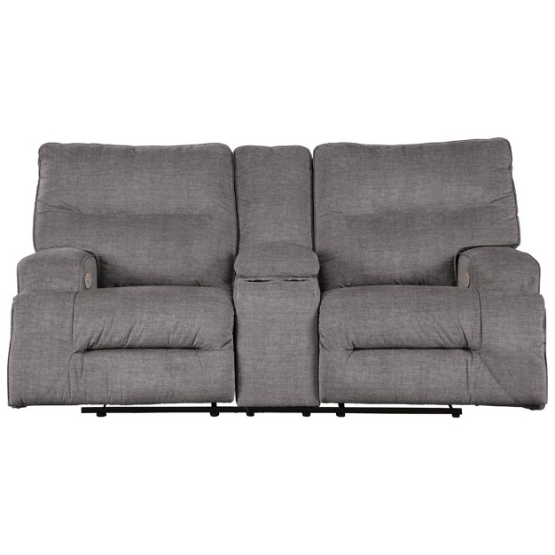 Coombs Recliner Power Loveseat With Console Charcoal Signature Design By Ashley