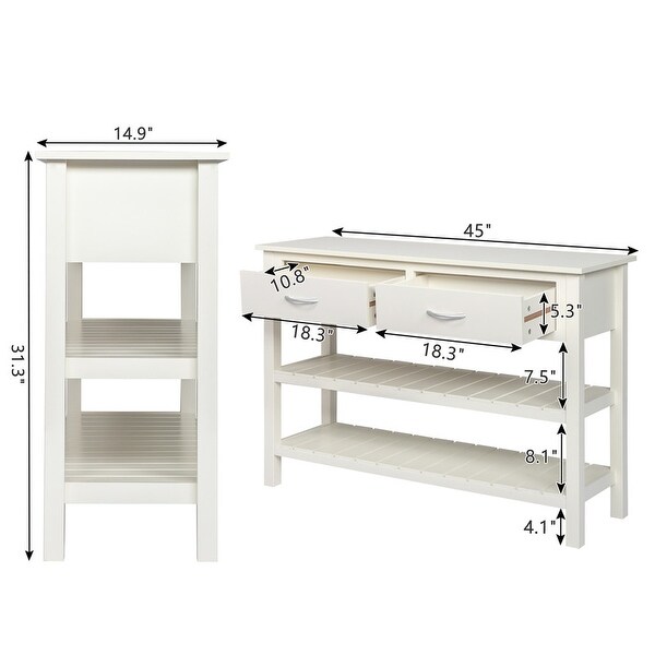 3-Tier Entryway Living Room Console Table with 2 Drawers