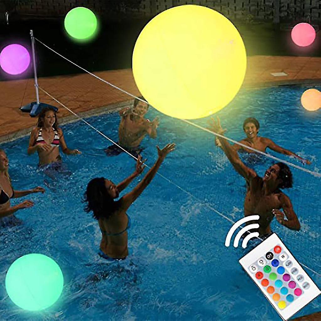 Miman Led Glowing Beach Ball 16 Colors Light Party Games Pool Toys Decorations