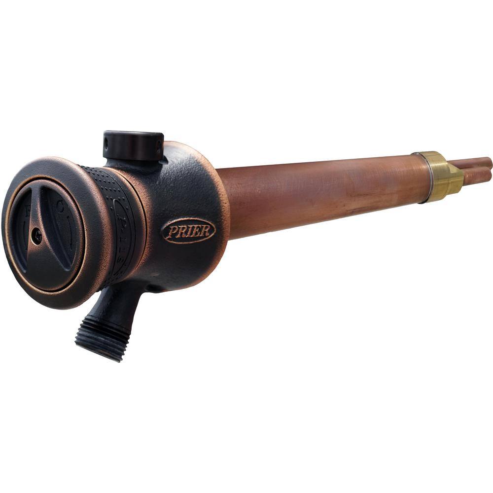 Prier Products 8 in. Single Handle Hot and Cold Mixing Hydrant Valve in. Oil-Rubbed Bronze 12 in. Plain Copper Ends P-118L08-ORB