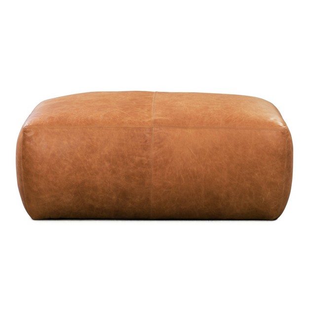 Maine Leather Ottoman Cognac Tan Poly amp Bark