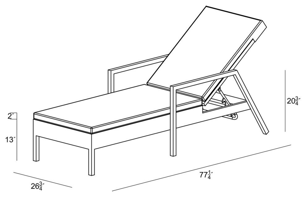 Urbana Reclining Chaise Lounge   Contemporary   Outdoor Chaise Lounges   by Patio Productions  Houzz