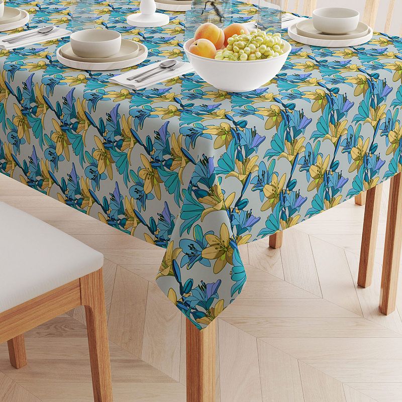 Rectangular Tablecloth， 100% Cotton， 52x104， Floral 93