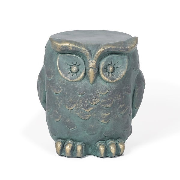 Adeco Indoor and Outdoor Concrete End Side Table Owl Coffee Table