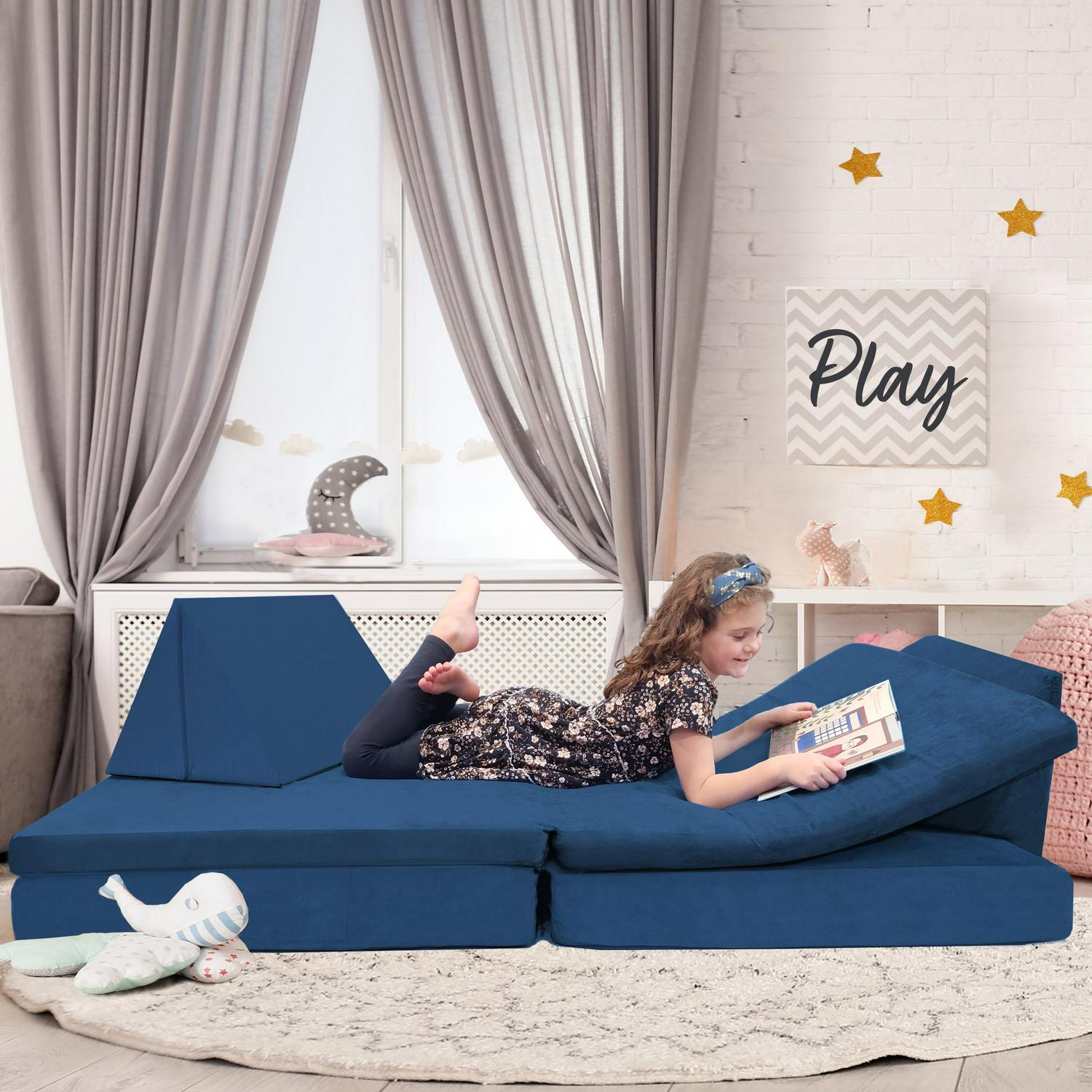 Imaginarium Microfiber Play Couch Navy Blue  Crowdfused