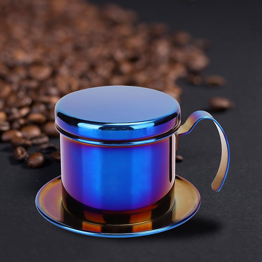 Stainless Steel Vietnamese Style Coffee Maker Pot Coffee Drip Brewer For Home Kitchen Office Outdoorblue