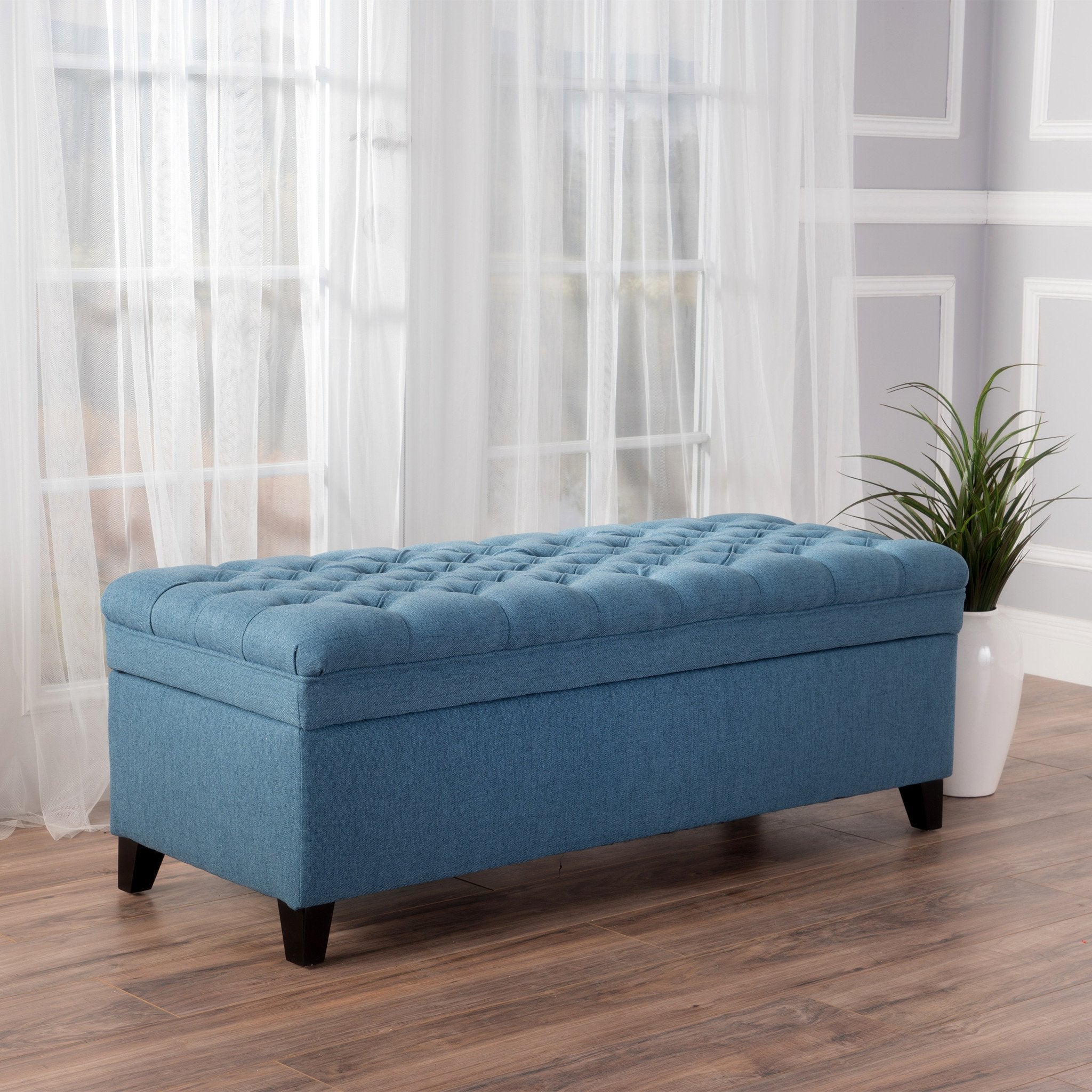 Laguna French Style Tufted Fabric Storage Ottoman Bench