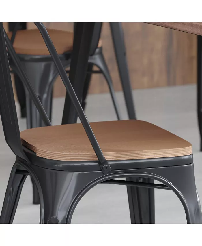 EMMA+OLIVER Carew All-Weather Durable Polyresin Seat For Colorful Metal Dining Chairs， Counter Stools And Bar Stools