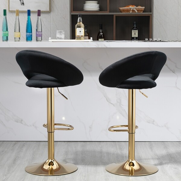 Set of 2 Elegant Velvet Adjustable Modern Dining Chairs， Swivel Bar Stools