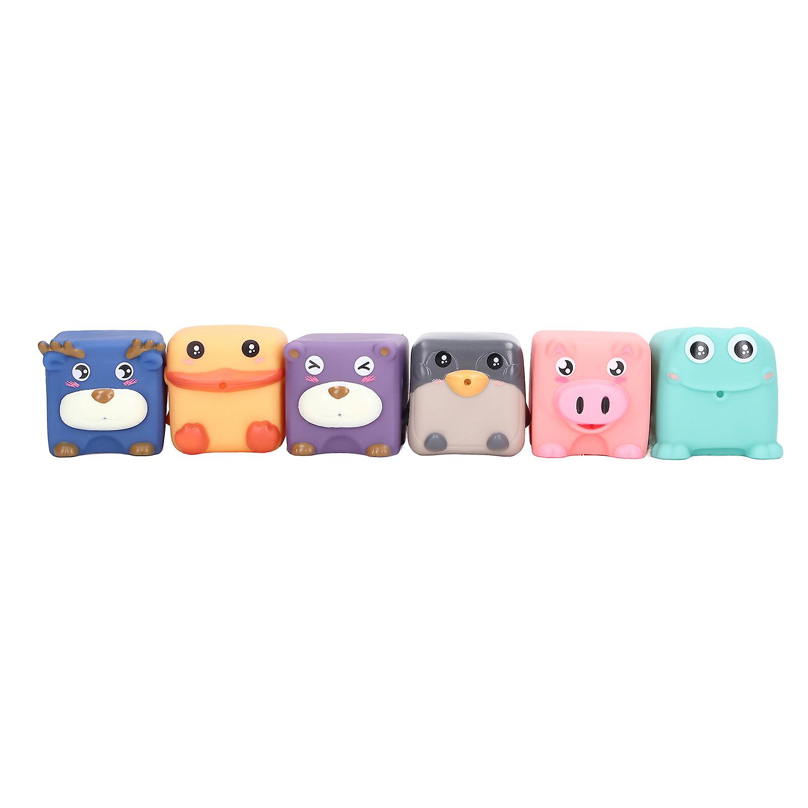 6 Pcs Baby Soft Stacking Building Blocks Educational Cute Animal Squeeze Toys Safe Teething Chewing Toys for Infant