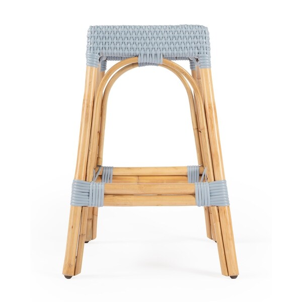 Offex Robias Transitional Twilight Blue Finish Backless Counter Stool - 17