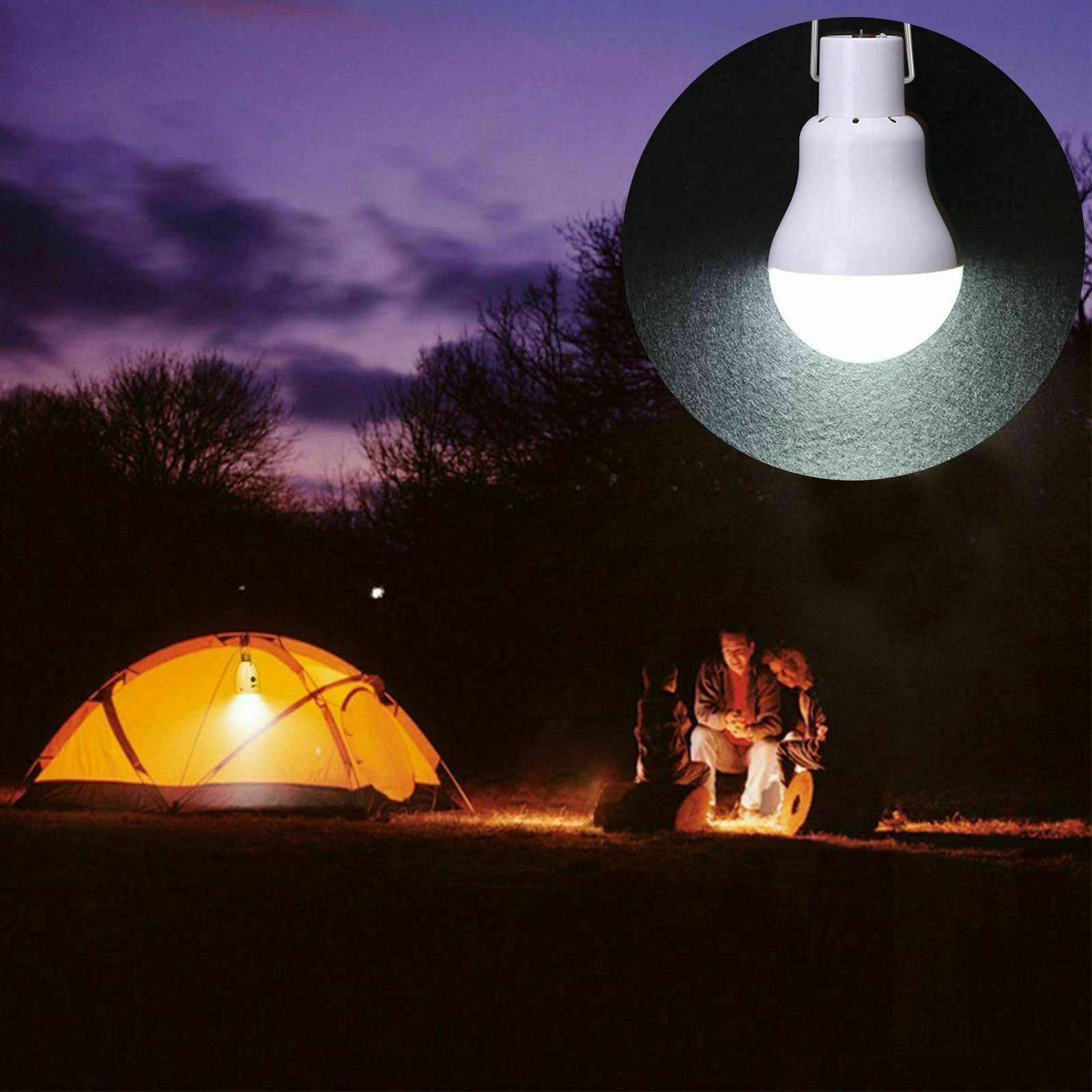 Portable Solar Powered LED Bulb Light， PASEO Outdoor Rechargeable Solar Energy Panel Lamp Lighting for Hiking Fishing Camping Tent Indoor Home Chicken Coop Shed， Emergency Lights， White