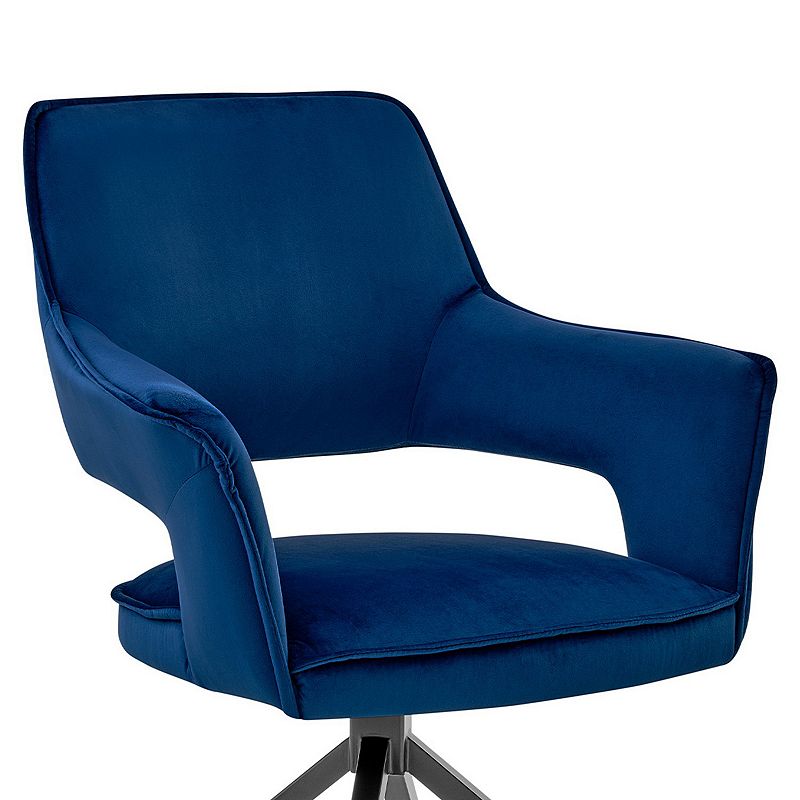 Velvet Upholstered Contemporary Accent Chair， Black and Blue