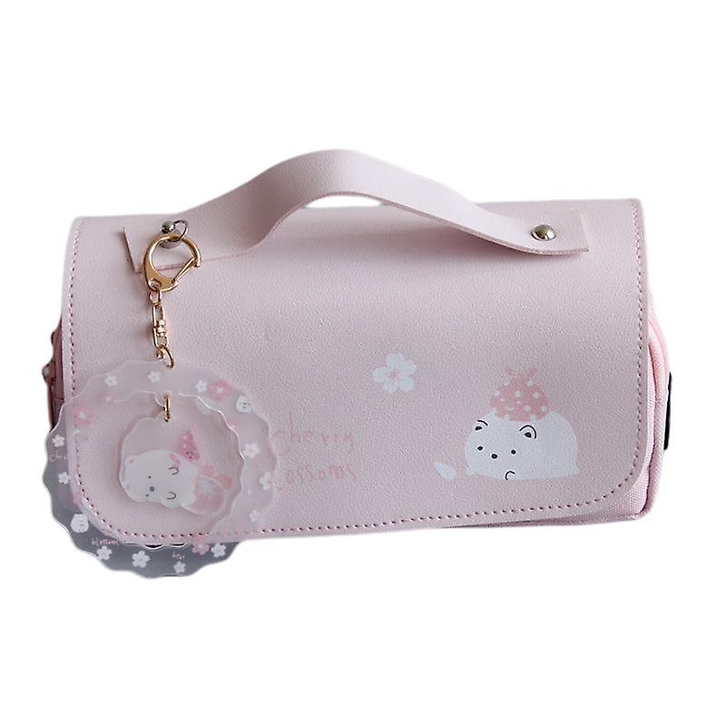 Soft Leather Cover Big Space Pen Case With Handle