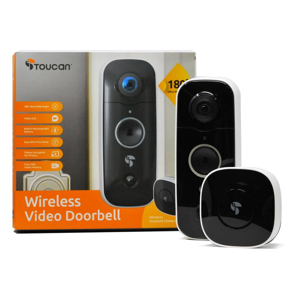 Toucan 1-Channel 1080p HD 180-Degree with Wi-Fi and 2-Way Communication Wireless Video Doorbell Camera TVD200WU