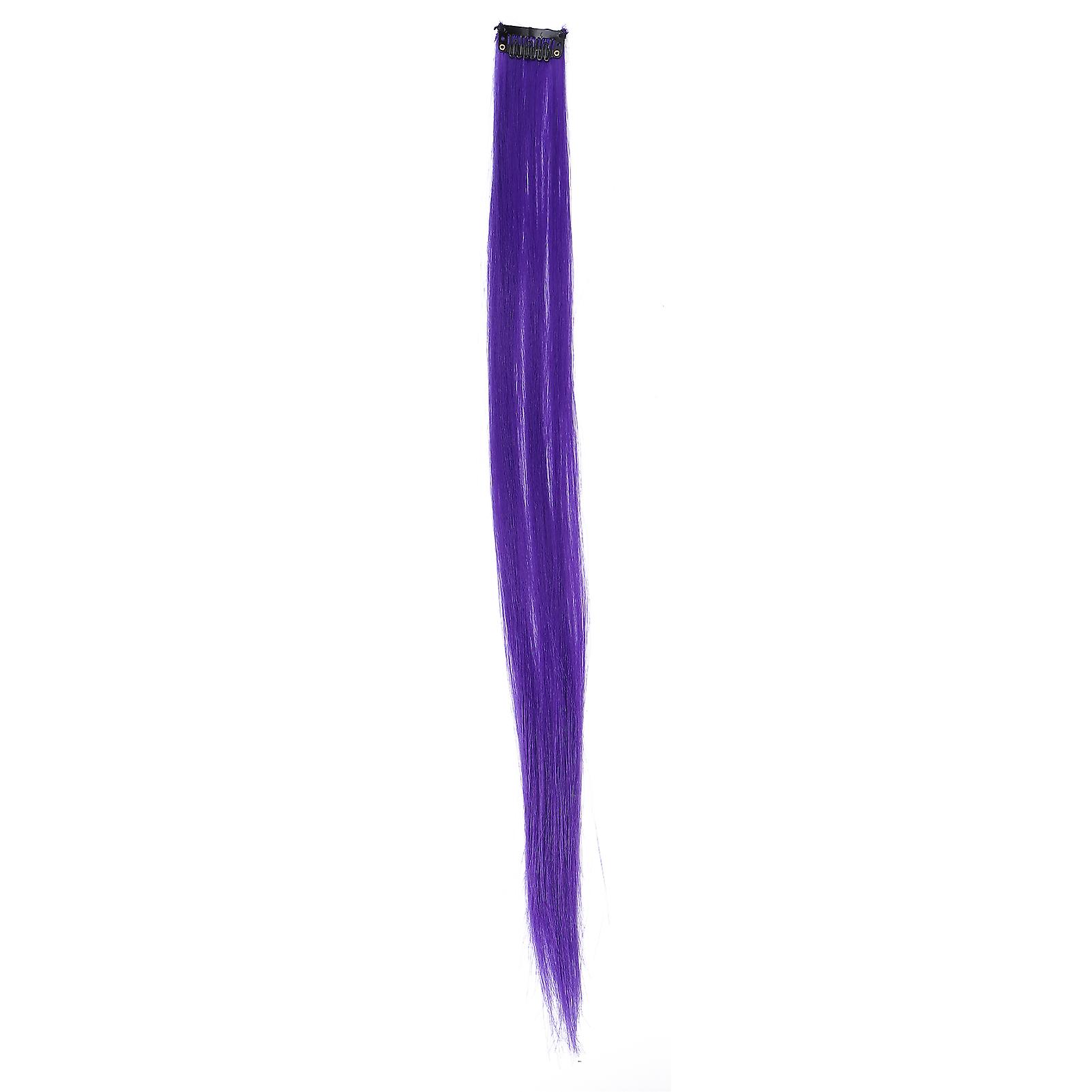 Colored Hair Extensions Highlight Synthetic Hairpiece Clipin Hair Extensions For Girls(purple#1 )