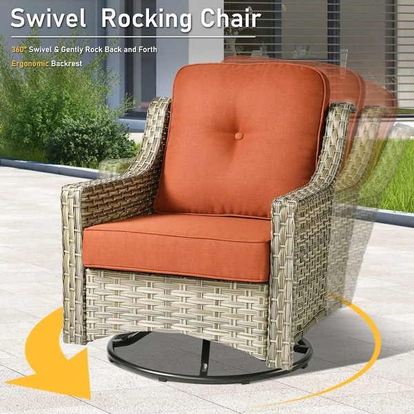 HOOOWOOO 9piece Patio Wicker Furniture Conversation Set with Swivel Chair and Loveseat Sofa