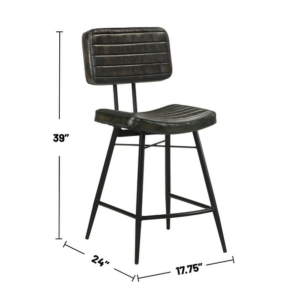 Set of 2 PU Counter Height Stool with Metal Legs