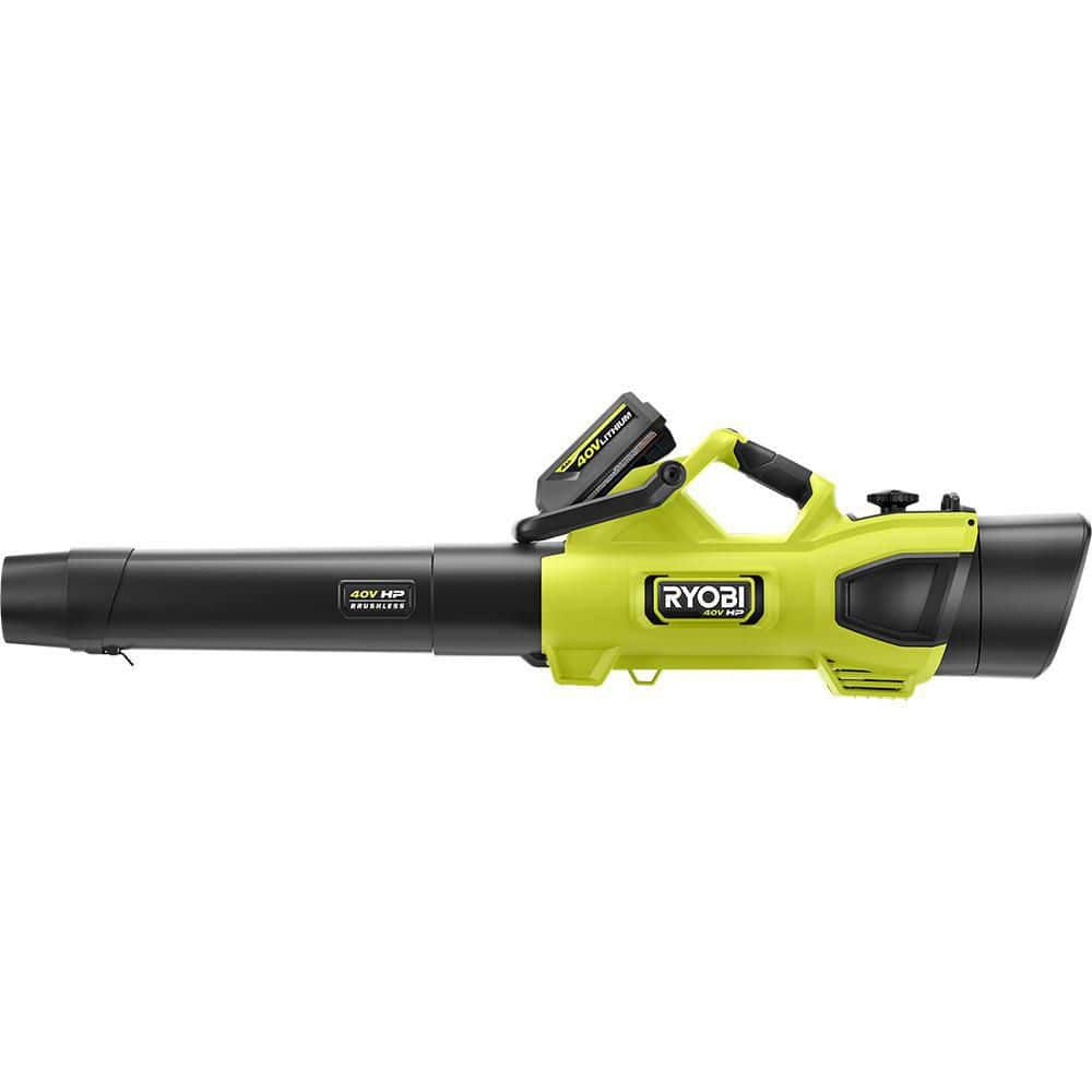 RYOBI 40V HP Brushless 100 MPH 600 CFM Cordless Leaf Blower/Mulcher/Vacuum with (2) 4.0 Ah Batteries and Charger RY404150