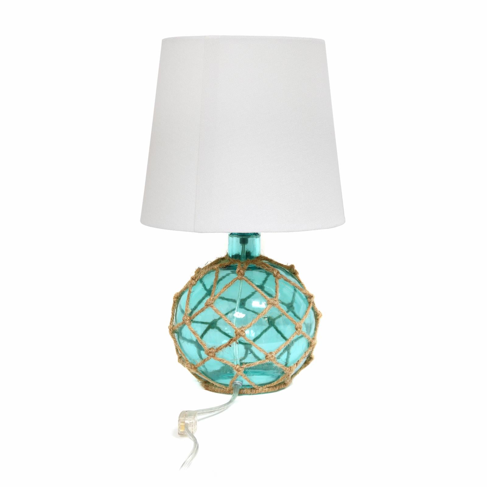 Elegant Designs Buoy Rope Nautical Netted Coastal Ocean Sea Glass Table Lamp