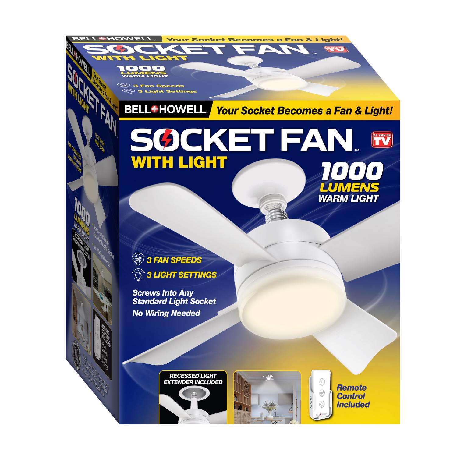 Bell and Howell 6 in. Matte White LED Indoor Socket Fanlight