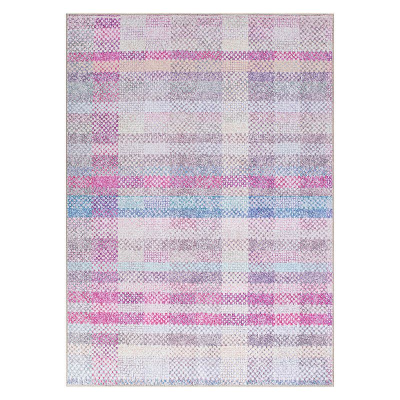 World Rug Gallery Contemporary Plaid Machine Washable Area Rug