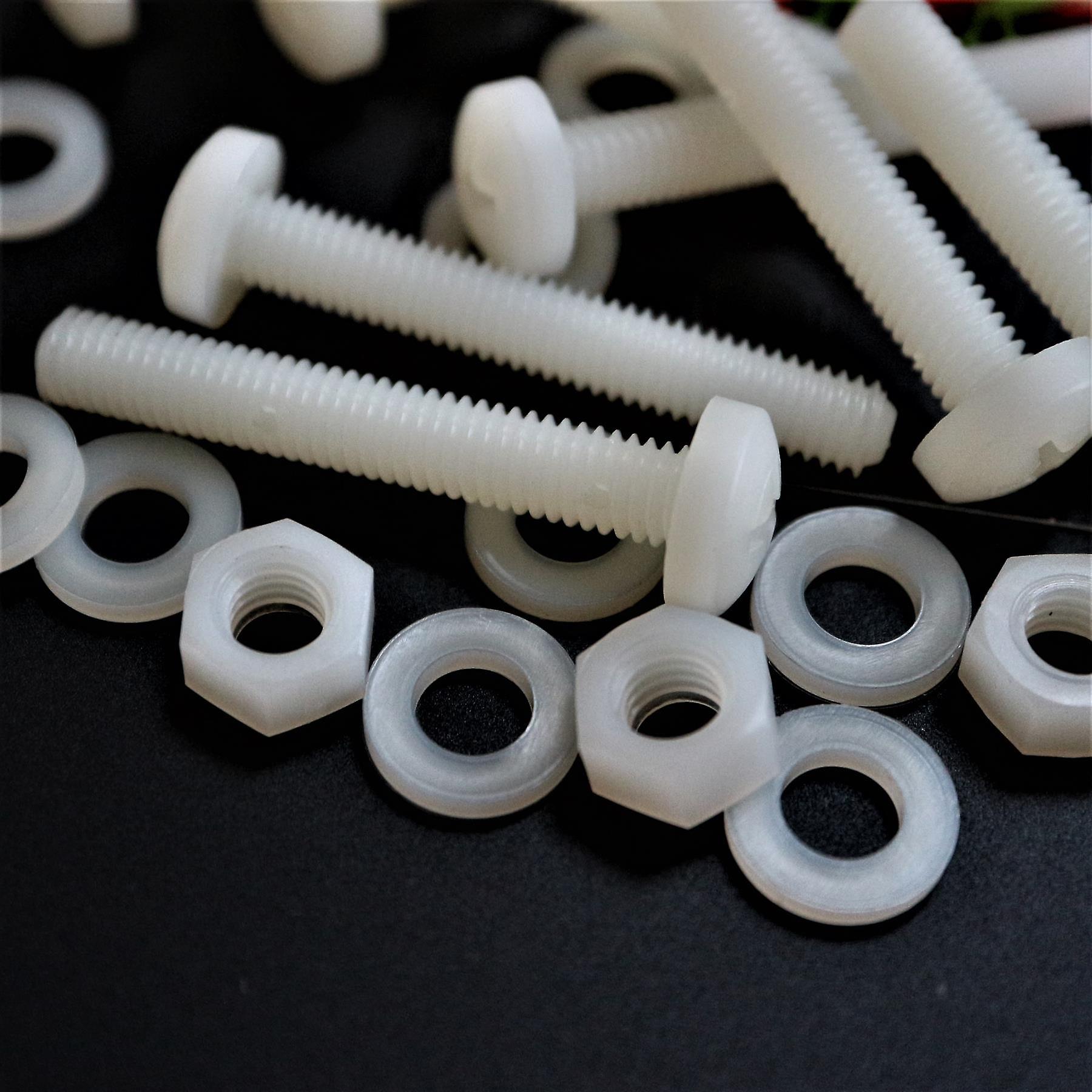 50x Nylon， Pan Cross Head， M6 x 40mm， Plastic Bolts， Nuts and Washers - Screws