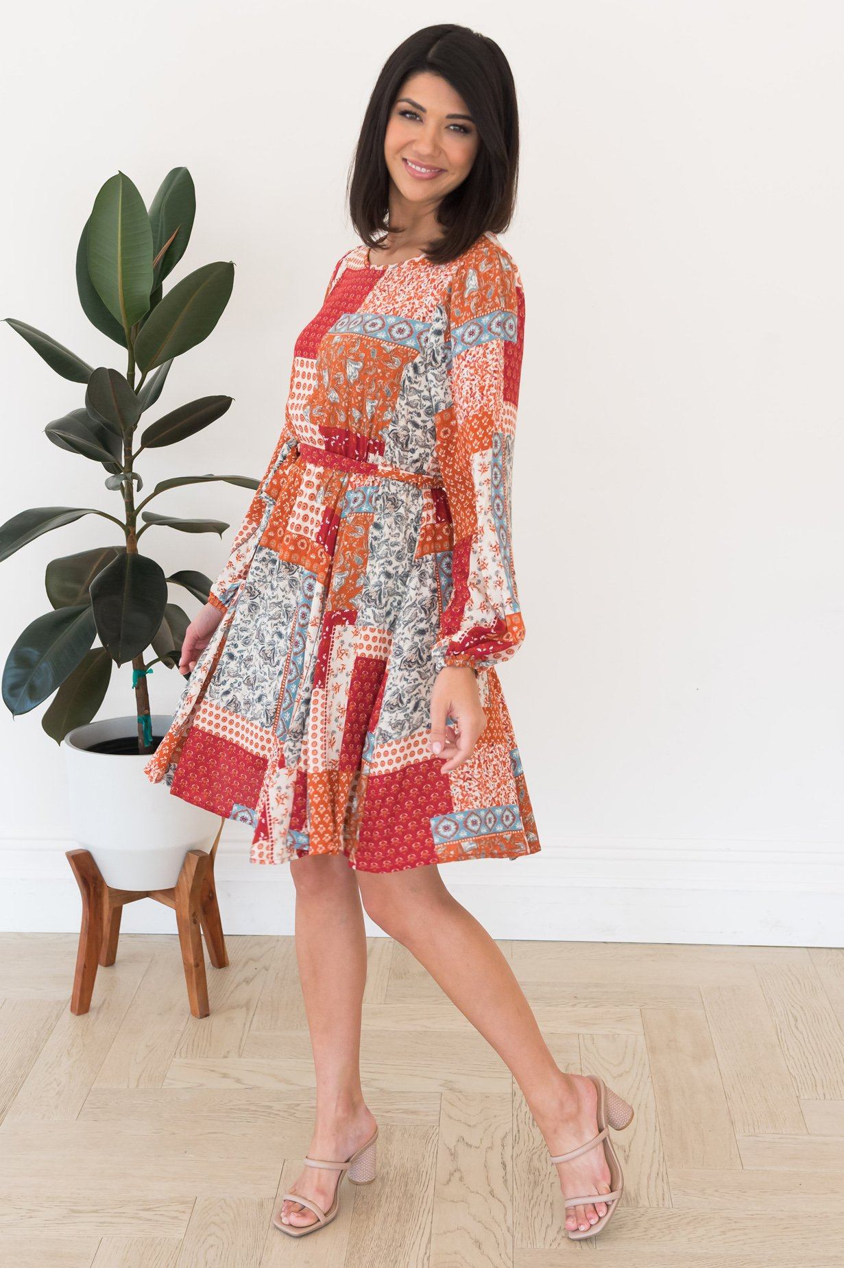 The Paislee Patchwork Modest Dress