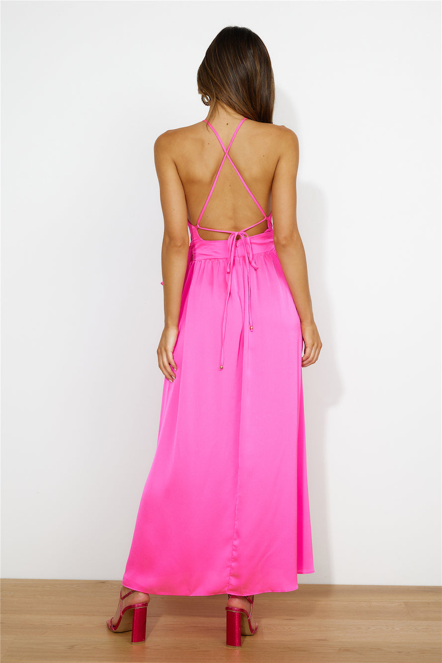 Tropical Times Midi Dress HOT PINK