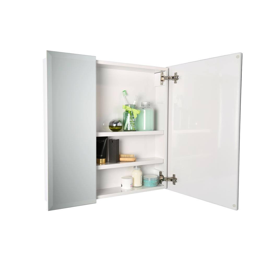 Croydex 24 in. W x 24 in. H x 5 in. D Frameless Bi-View Surface-Mount Medicine Cabinet with Easy Hang System in White WC102122YW