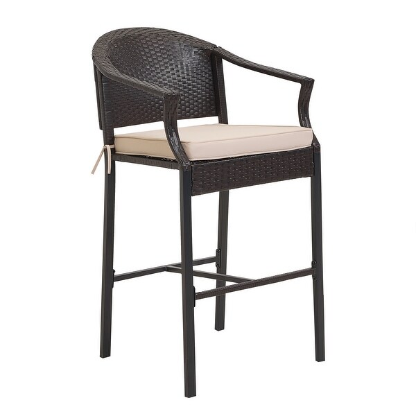 3-Piece Outdoor Wicker Patio Bar Stools with Table Set - Overstock - 35738808