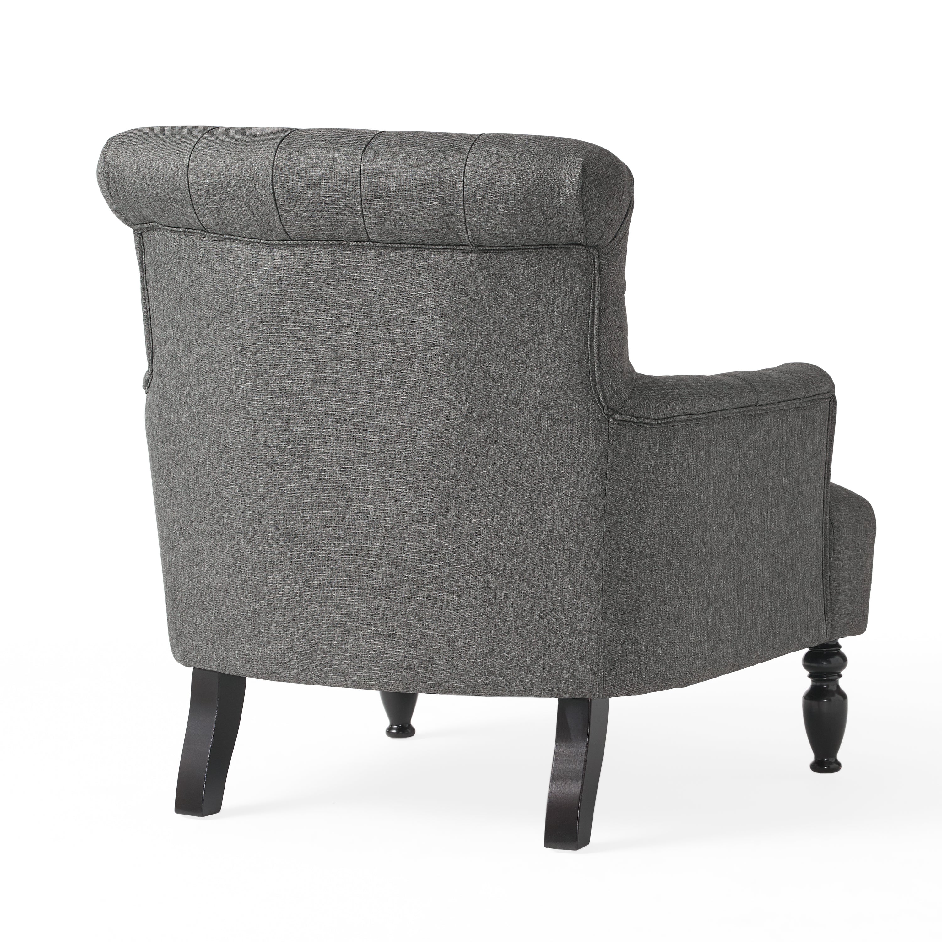 Harvey Contemporary Button-Tufted Fabric Club Chair with Rolled Backrest