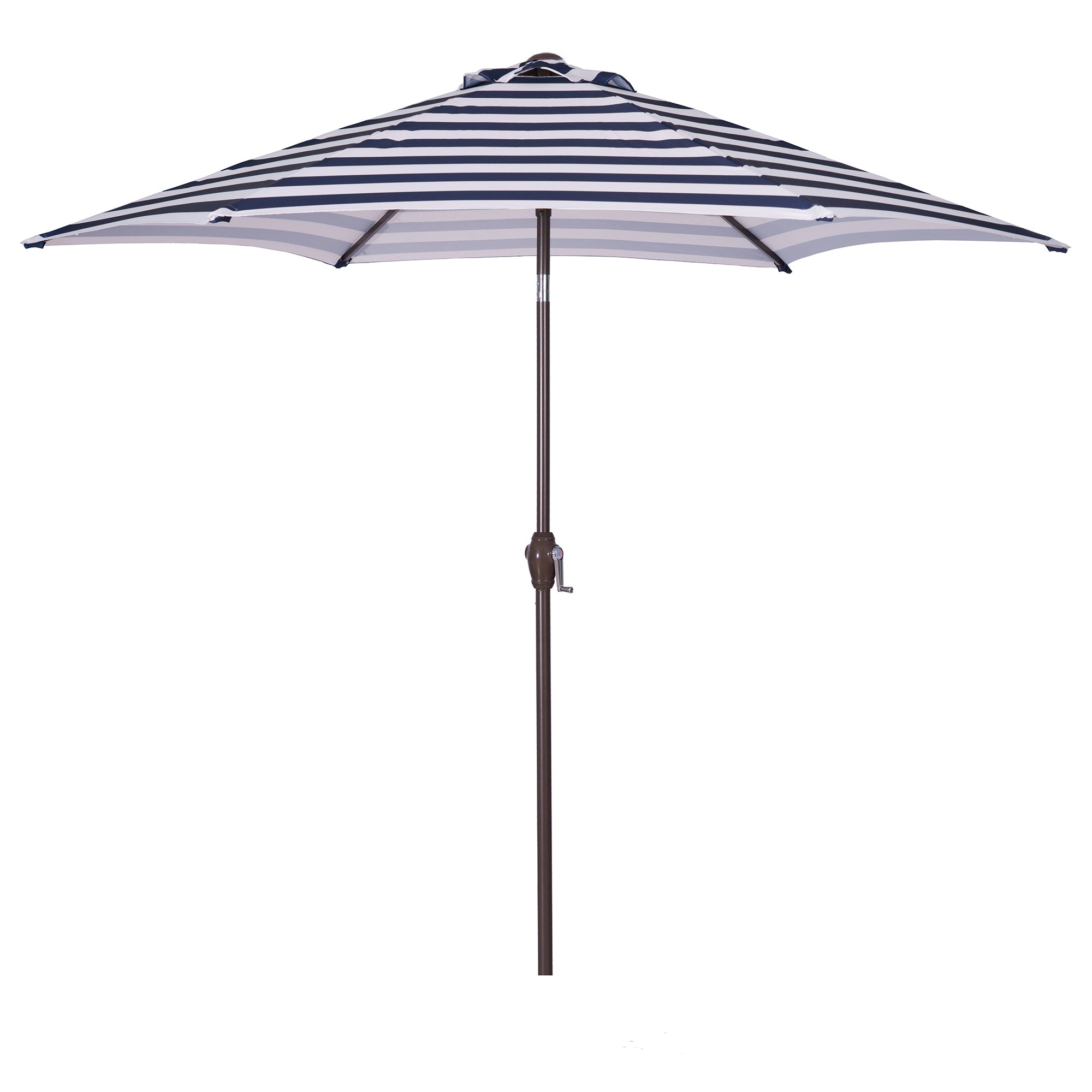 8.6FT Outdoor Solar Umbrella, Striped Patio Umbrella, Table Market Umbrella with Tilt and Crank for Garden, Deck, Backyard, Pool, and Beach, Blue White