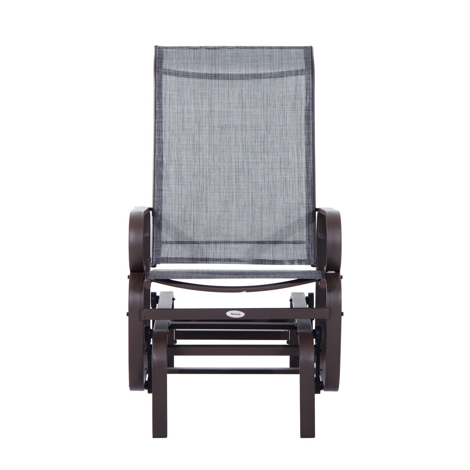 Outsunny Gliding Lounger Chair, Outdoor Swinging Chair with Smooth Arms and Construction, Brown Gray