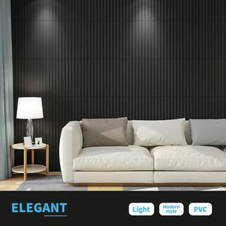 Art3d Slat Fluted Design 0.04 in. x 19.7 in. x 19.7 in. Black Square Edge Decorative 3D Wall Paneling (12 Pack) A10hd064BK