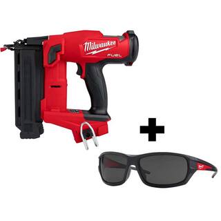 MW M18 FUEL 18-Volt 18-Gauge Lithium-Ion Brushless Cordless Gen II Brad Nailer and Tinted Performance Safety Glasses 2746-20-48-73-2025