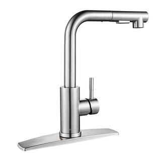 FORIOUS Single-Handle Kitchen Sink Faucet with Pull Down Sprayer Kitchen Faucet in Brushed Nickel HH0025BN