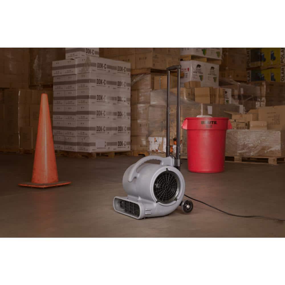 BAir 12 HP Air Mover for Janitorial Water Damage Restoration Stackable Carpet Dryer Floor Blower Fan with Handle Grey