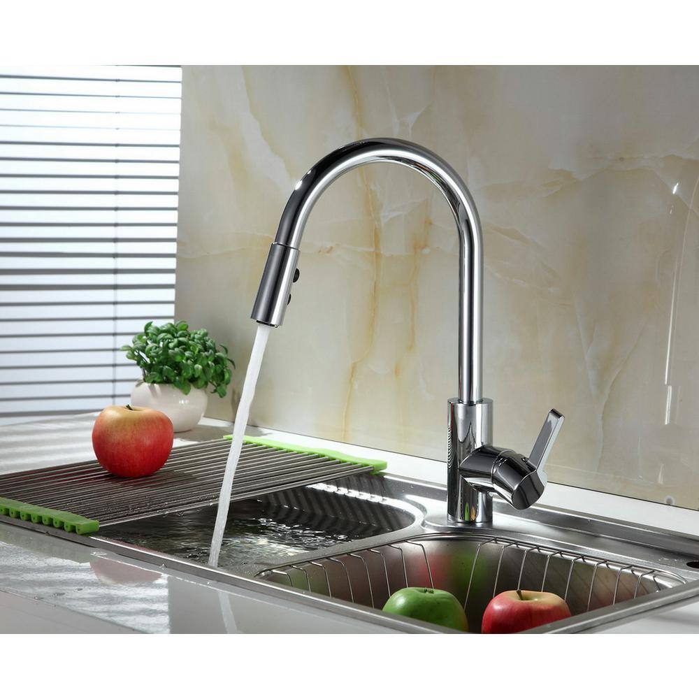 Runfine Single-Handle Pull-Down Sprayer Kitchen Faucet in Chrome RF421007