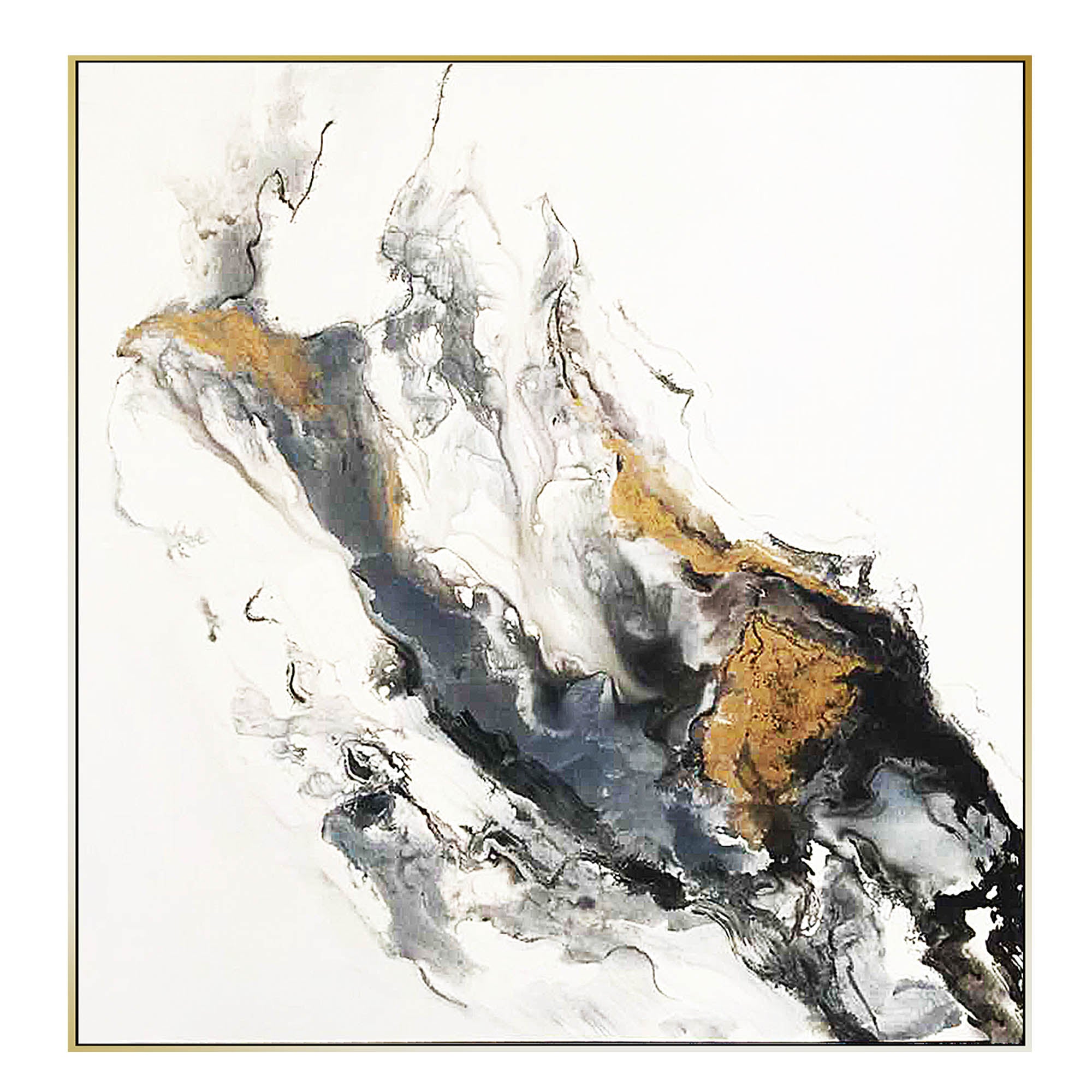 Golden Smoke Hand Painted Art Painting With Frame 140X140 Cm Soap0064