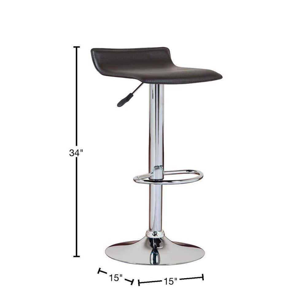 Leick Home 34 in. Black Adjustable Height Swivel Bar Stool (Set of 2) 10042BL