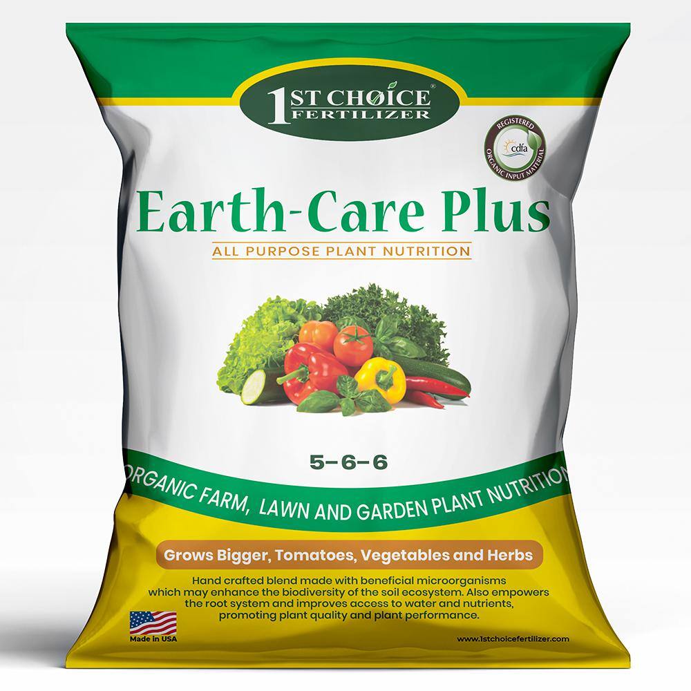 1ST CHOICE FERTILIZER Earth-Care Plus 5-6-6 4 lbs. 400 sq. ft. Slow Release Organic All Purpose Plant Nutrition 1stC1