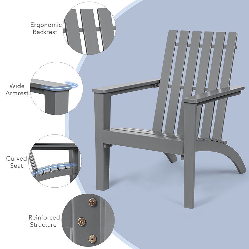 Outdoor Durable Patio Acacia Wood Adirondack Lounge Armchair