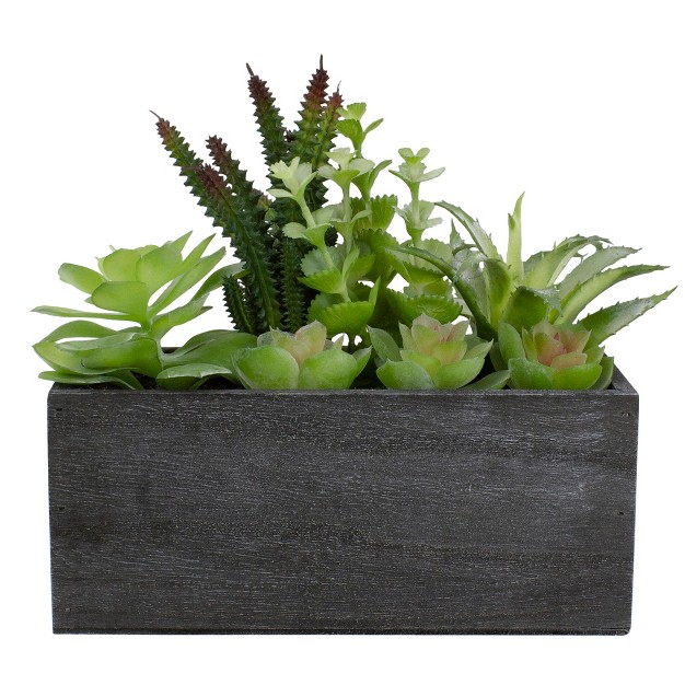 Artificial Mixed Succulent Plants In A Rectangular Planter