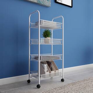 Lavish Home 4-Tier Metal Wheeled Narrow Storage Shelf Organizer Cart HW0500035