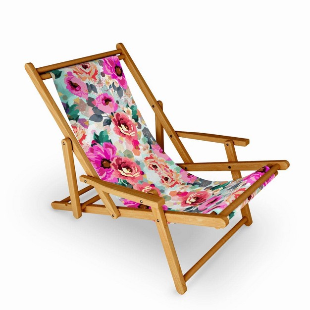 Marta Barragan Camarasa Abstract Geometrical Flowers Sling Chair Deny Designs