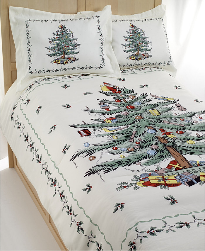 Spode Christmas Tree Full Queen 3 Piece Comforter Set